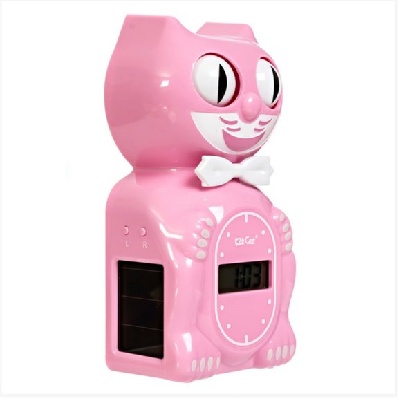 Solar Powered Kit-Cat clock Digital Alarm Klock Pink Satin - Picture 3 of 5
